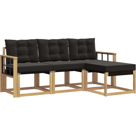 Set di divani da esterno con cuscino 4 pz  Salotto da Giardino Bianco e Nero (1/5)