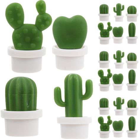 24 Pcs D'aimants de Réfrigérateur Créatifs en Résine Forme Cactus et Plante en Pot, Maintien Magnétique Fort, Faciles à Nettoyer, Décoration Adorable Cuisine ou Tableau (1/5)