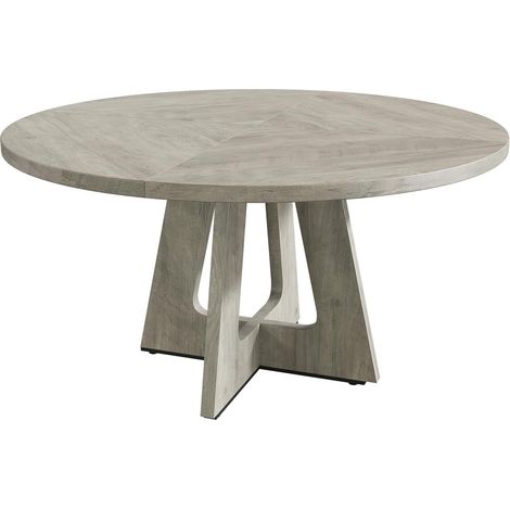 Table Ronde - Table à Manger Base Bois - Grand Plateau MDF - Table à Manger Style Contemporain - 120x76cm - gris (1/5)