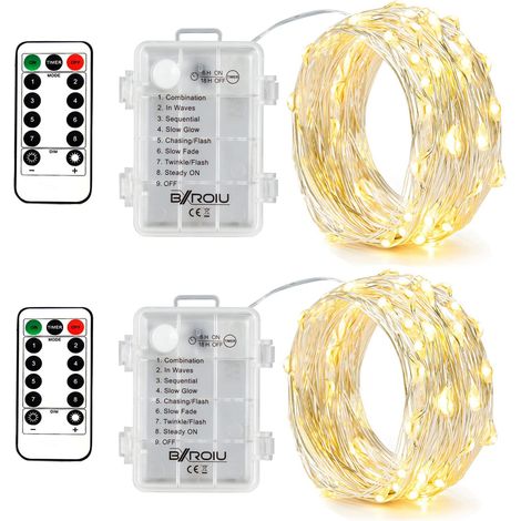 Set mit 2 batteriebetriebenen LED-Lichterketten, 50 LEDs, warmweiß, mit Fernbedienung [Energieklasse A+++] (1/5)