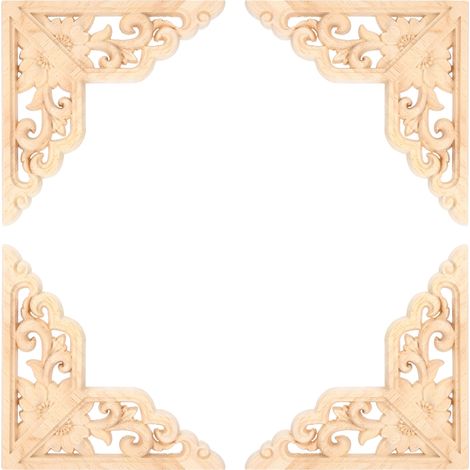 Lot de 4 appliques décoratives en bois sculpté, à poser dans les coins d'un meuble. (1/5)