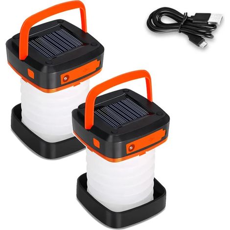 Lampes solaires, éclairage extérieur, lampes de jardin, lot de 2 orange (1/5)