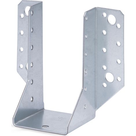 Sabot de charpente 64 x 128 mm – Acier galvanisé sendzimir – Fixation latérale avec 4 trous Ø 11 mm – Résistance extérieure – Alberts