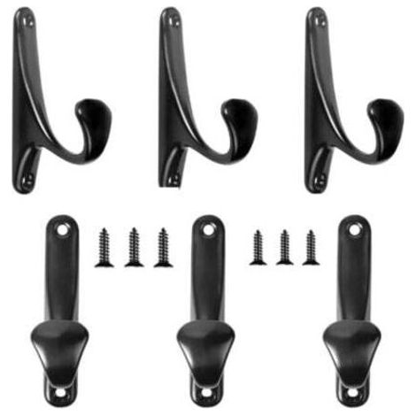 Wandgarderobe, 6-teiliges Garderobenhaken-Set, Retro-Garderobenhaken in Schwarz zum Anschrauben, Bademantelhaken mit Schrauben, Einzelhaken