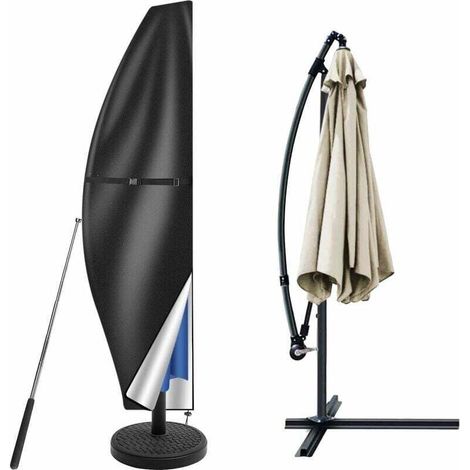 Protective Cover for Parasol with Pole, 2-4m Parasol Cover Protective Cover for Large Parasol, UV Protection, Weatherproof, Windproof and Snowproof, 280x30/81 MUMU (1/4)