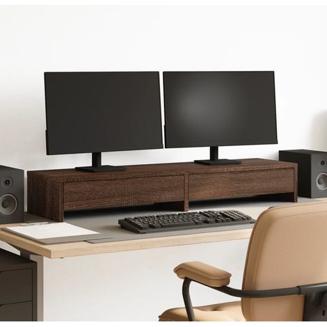 Monitorständer mit Schubladen Eichen-Optik 100x27x15 cm