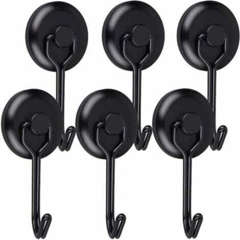 Starker 14 kg Magnethaken (20D), schwarzer Neodym-Kühlschrankhaken, drehbarer Magnethaken, Magnethaken für Küche, Geschirrtücher, Bretter, 6 Stück (1/4)