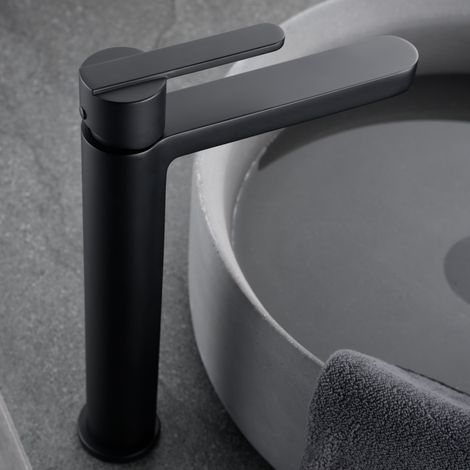 Imex -  Grifo Monomando Lavabo Caño Alto Negro Serie  Roma