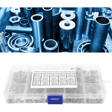 320 vis à tête fraisée hexagonale creuse combinées en acier inoxydable M2-M6 (1/5)