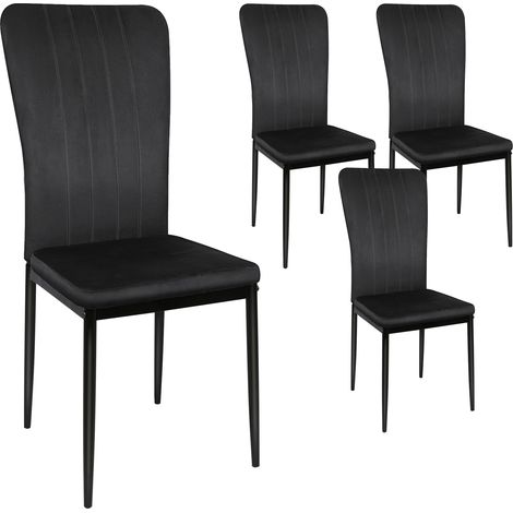 4er Set Esszimmerstuhl, Polsterstuhl mit Metallbeinen,Wohnzimmerstuhl, KüChenstuhl ,weicher Samt, bis 110 kg belastbar,für Esszimmer, Wohnzimmer, Arbeitszimmer, Schlafzimmer schwarz (1/5)