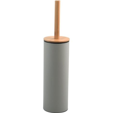 Escobillero con soporte de acero y bambú ADONIS Topo mate - Cerdas resistentes de silicona Spirella