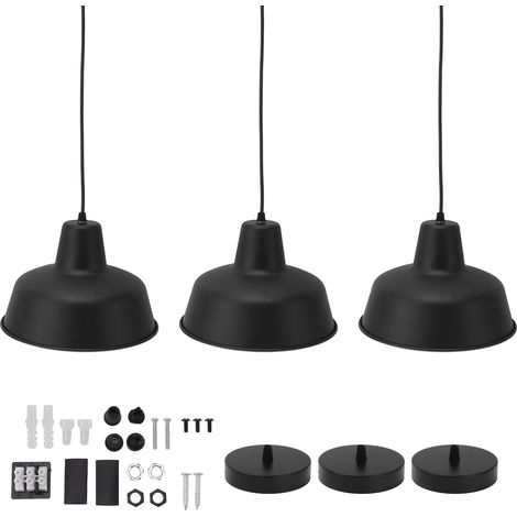 Ensemble de 3 suspensions modernes style ferme, mini lampes réglables à corde, luminaire suspendu pour éviers bars restaurants, 110-240V, grande taille (1/5)