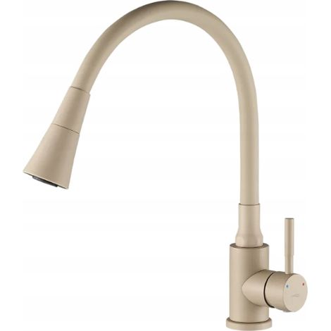 Standarmatur mit Einhebelmischer und flexiblem Auslauf, beige (1/3)