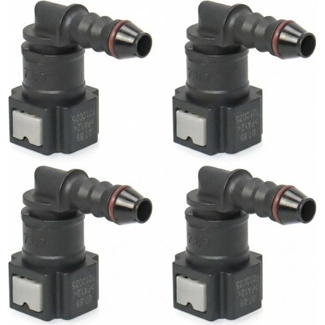 Lot de 4 Connecteur de Tuyau de Carburant de Voiture, Raccord durite essence, connecteur rapide à 90 degrés, plastique 7.89mm Connecteur ID6 (1/5)