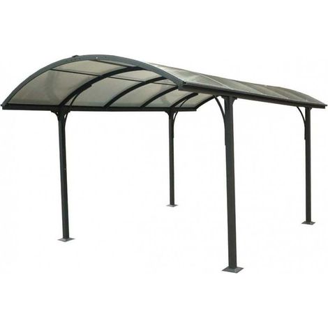 tettoia auto singola habrita "car 3048 alrp t" in alluminio e policarbonato antracite 485x301x250 cm