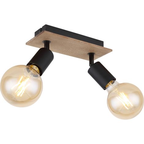 Plafonnier double spot noir 2x E27