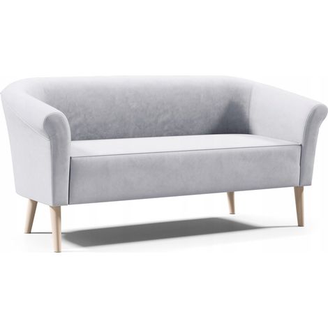 Sofello Skandinavisches Sofa 3 Sitzer --LILIE-- Hellgrau Sitzbank Velour Lieferung 7 Tage - hohe Beine aus Holz in Schwarz WeiSS Buche (1/5)