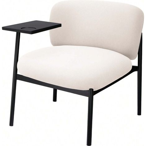 Fauteuil moderne à oreilles, fauteuil relax avec structure métallique, canapé d'appoint pour salon/chambre/jardin,Beige (1/5)
