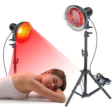 Lampe infrarouge 150W, température réglable  Chaleur 30–60°C, +50% pénétration, 10 niveaux, minuterie 5–60 min, hauteur 58–116cm (1/5)