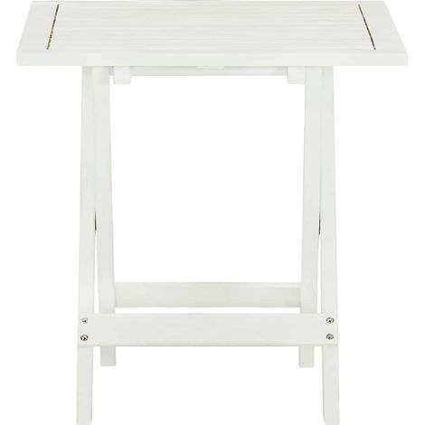 vidaXL Mesa terraza bistró madera maciza de acacia blanco 46x46x47 cm (1/2)