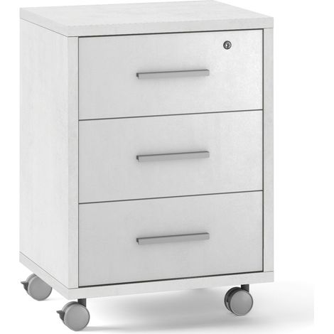 Cassettiera 3 Cassetti su Ruote 51x71x41 cm Ossido Bianco (1/3)