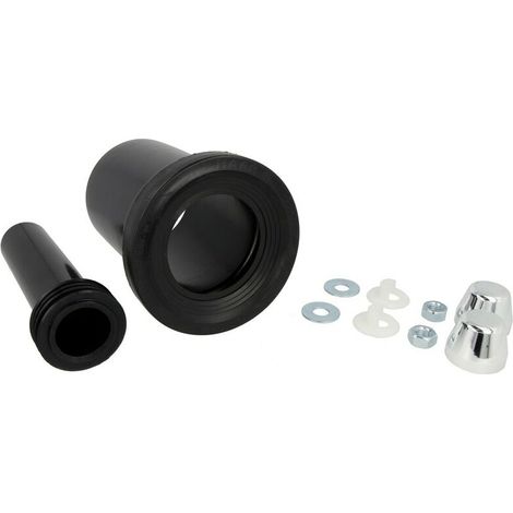 Garniture de raccord PE pour WC mural – Diamètre 55 mm – Joint en caoutchouc pour étanchéité optimale – Modèle avec capuchons chromés (1/3)