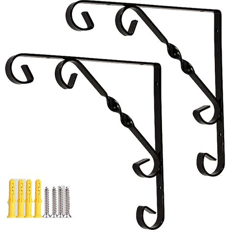 2 pièces Supports d'étagère décoratifs, Support de Tablette Flottante Murale, Equerre Tablette métal Robuste Bretelles, pour Salle de Bain, Cuisine, Salon, Chambre à Coucher,Noir,100mm/4 in (1/5)