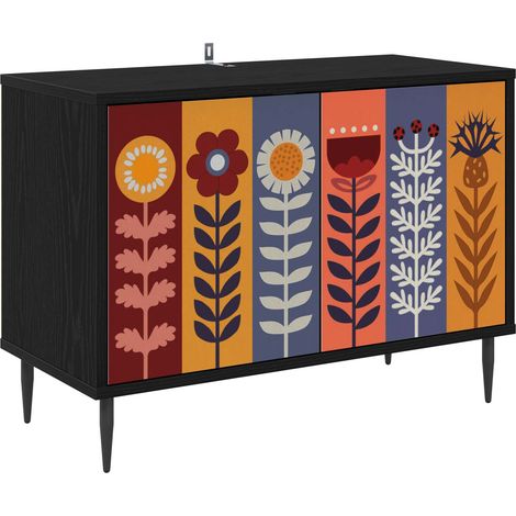 TV Cabinet ESSEN 69 x 33 x 50.5 cm Black Oak Engineered Wood vidaXL (1/5)