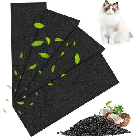 4 Filtre Charbon Litière Chats Filtr de Remplacement Sûr et Non Toxique Charbon Actif Chat Anti Odeur Filtre Rectangulaire Filtre Litière Chat Anti Odeur pour Chat Adaptés L'élimination des Odeurs