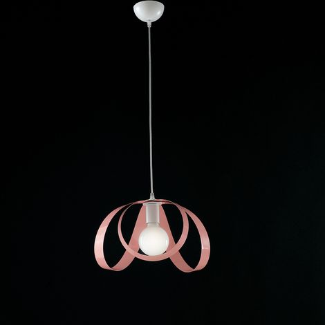 Sospensione Moderna 1 Luce Ferro Laccato Bianco E Rosa Serie Piovra