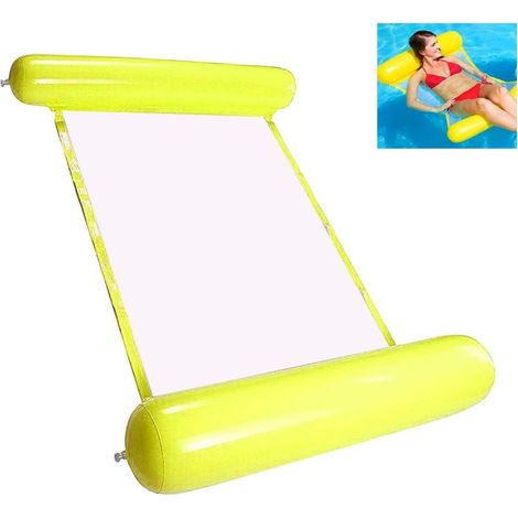 Hamac d'eau Gonflable, Flottant de Inclinable Flotteur Hamac, Lit Flottant Gonflable Hamac 4 -en-1 Multi Usage Pliable Flottantes Hamac Portable Flotteur Ultraléger pour l'adulte - (Jaune)-Fei Yu (1/5)