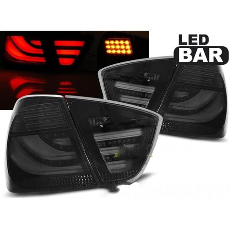 Paire de feux arriere BMW serie 3 E90 Berline 05-08 LED BAR noir fume (1/4)