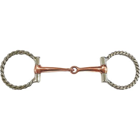 Filetto americano per cavalli con imboccatura rame pieno spessore 13 mm ed anelli in filo ritorto