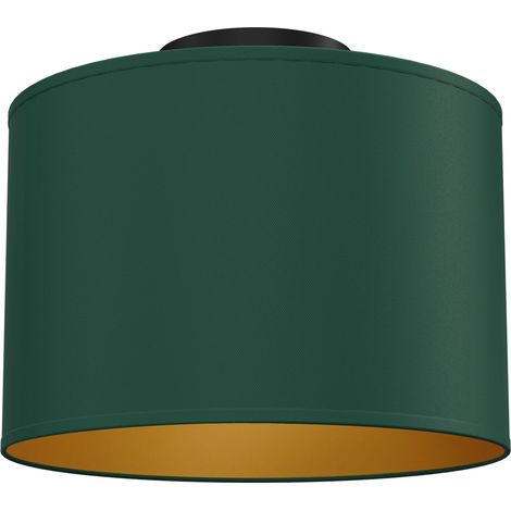 Plafonnier minimaliste vert foncé et doré 1x E27 15W en acier et tissu (1/2)