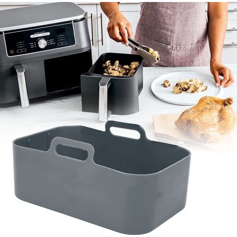Convient pour la friteuse à air Ninja DZ201 Foodi 8QT à double panier : tapis en silicone gris. (1/5)