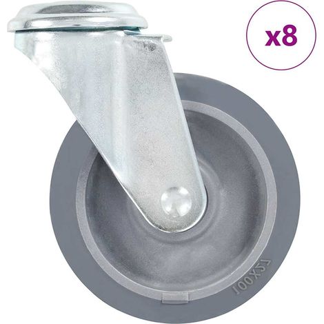vidaXL 8 pcs Roulettes pivotantes à trou de boulon 100 mm (1/5)
