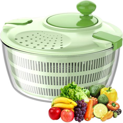 Essoreuse à Salade, sans BPA, Plastique,Compatible Lave-Vaisselle, Essore la Salade Facilement et Rapidement, Essoreuse Salade