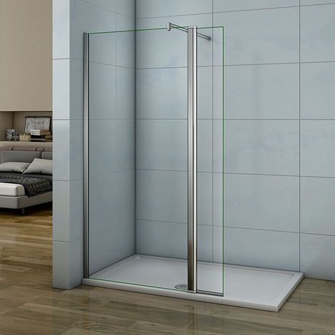 Mamparas de Ducha Panel Fijo + Lateral 40cm Movible 8mm Antical Barra 70-120cm - 50+40x200cm (1/5)