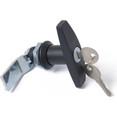 Serrure à poignée en T, Fixation arrière T Poignée Serrure Boîte à outils Serrure de porte de garage avec clés pour remorque Caravan Canopy(noir) (1/4)
