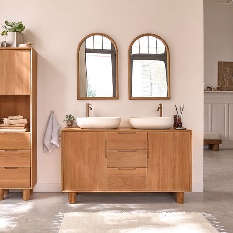 Meuble sous vasque en teck massif 140 cm