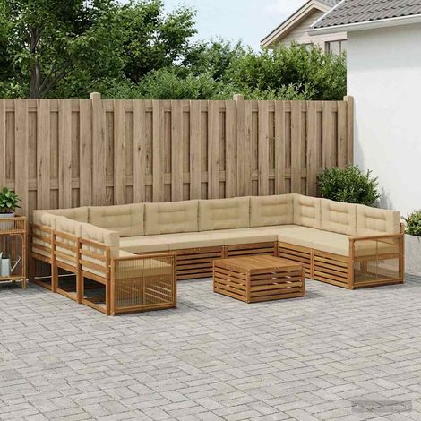 vidaXL Outdoor-Sofagarnitur 10 pcs Natur und Beige Massivholz Akazie (1/5)