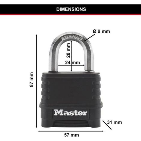 Cadenas à combinaison - - Excell M178EURD - Zinc 57 mm - Noir (1/5)