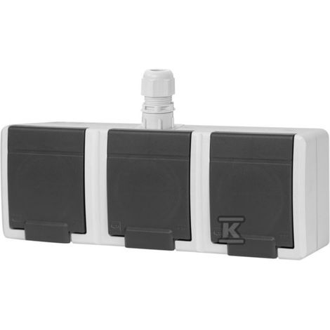 Steckdose Aufputzmontage 3-fach 5043-65 - Grau - IP65 - Witterungsbeständig - Sicher und Funktional