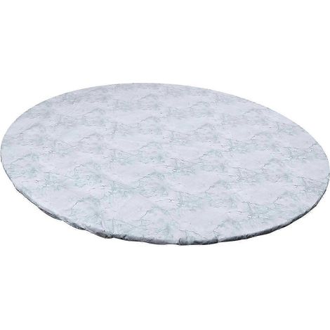 Runde Tischdecke, weißes Marmormuster, mit Flanellrücken, für runde Tische, ideal für Picknicks im Innen- und Außenbereich-L (1/5)