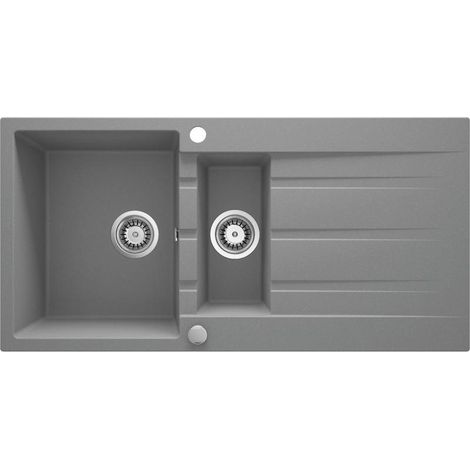 Fregadero de cocina de granito Deante ZLMS513 de 1,5 cubetas con escurridor (1/2)