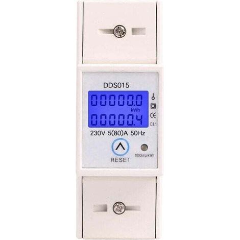 Sous compteur électrique monophasé 80A max modulaire, XU, Simple tarif, Affichage LCD, Remise a zéro partielle - (1/4)
