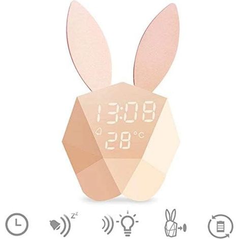 Lampe de chevet - Batterie au lithium intégrée - Veilleuse LED à commande vocale - Lapin mignon (1/5)