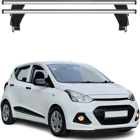 OMAC Dachträger Querträger Alu für Hyundai i10 II 2014-2019 – Abschließbar – T-Nut – City-Crash-getestet – Max. 50 kg Silber (1/5)