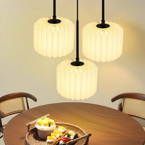 GBLY Pendelleuchte Esstisch Hängelamp Eesszimmer - Hängeleuchte 3 Flammig Scheibe Schlafzimmer Esszimmerlampe Vintage Papier Lampenschirm Pendellampe G9 Esstischlampe für Wohnzimmer (ohne Leuchtmittel