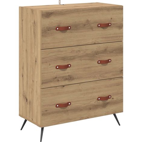 Maison Exclusive - Cassettiera con cassetto Rovere Artigianale 69,5 x 34 x 90 cm